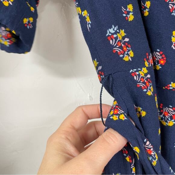 Boden Navy Blue Floral Wide Jumpsuit Belted Womens 12 Fall Casual Boho Modest - Picture 10 of 11